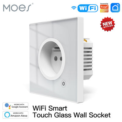 95v Wifi Smart Wall Socket แผงกระจก Outlet Power Monitor สถานะรีเลย์และโหมดแสง