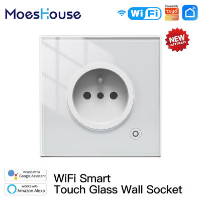 95v Wifi Smart Wall Socket แผงกระจก Outlet Power Monitor สถานะรีเลย์และโหมดแสง