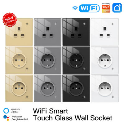 95v Wifi Smart Wall Socket แผงกระจก Outlet Power Monitor สถานะรีเลย์และโหมดแสง