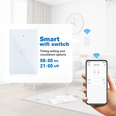US มาตรฐานกันฝุ่นและกันน้ำ 1gang สีขาวสีดำ Wifi touch Switch สำหรับ Smart Home Automation