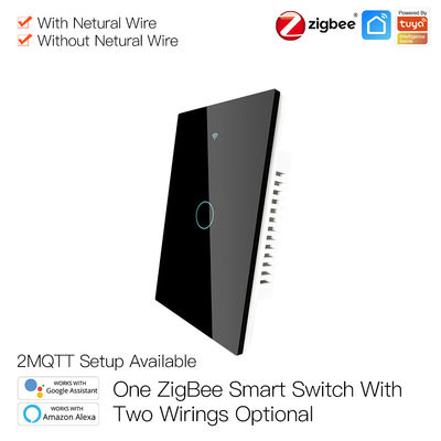 สวิตช์ผนัง Zigbee Smart Wifi ไม่มีแผงหน้าจอกระจกสัมผัสเป็นกลาง