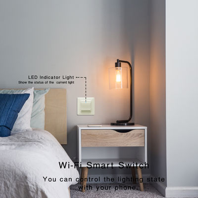 EU UK Standard Tuya Smart Life สวิตช์ไฟ WiFi 10A 1 สวิตช์ไฟแก๊งค์พร้อมไฟ LED