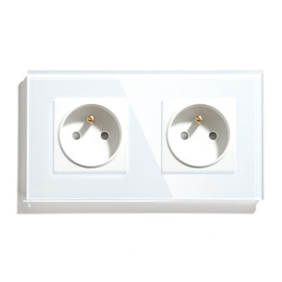 Double Frame Wifi ปลั๊กเสียบฝรั่งเศส FR Outlet แผงกระจก French Wall Socket 250V