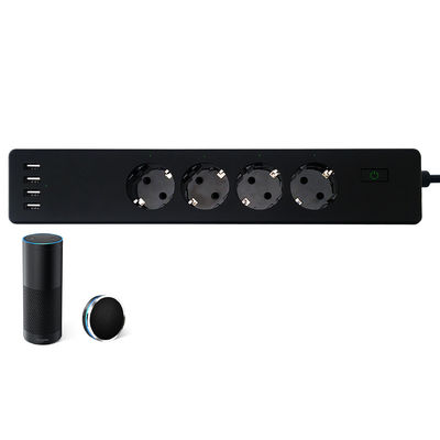 รางปลั๊กไฟ 4 EU Smart Wifi Socket Plug 4 USB Tuya Voice Control พร้อม Alexa Google Home