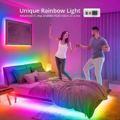 32.8ft RGB สมาร์ทไฟ LED Strip Music Sync เปลี่ยนสีไฟ LED Strip 7.2W / M