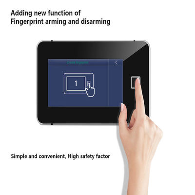 เสียง LCD WiFi GSM SIM Smart Home Security หน้าจอสัมผัสแบบเต็มระบบปลดล็อคลายนิ้วมือ